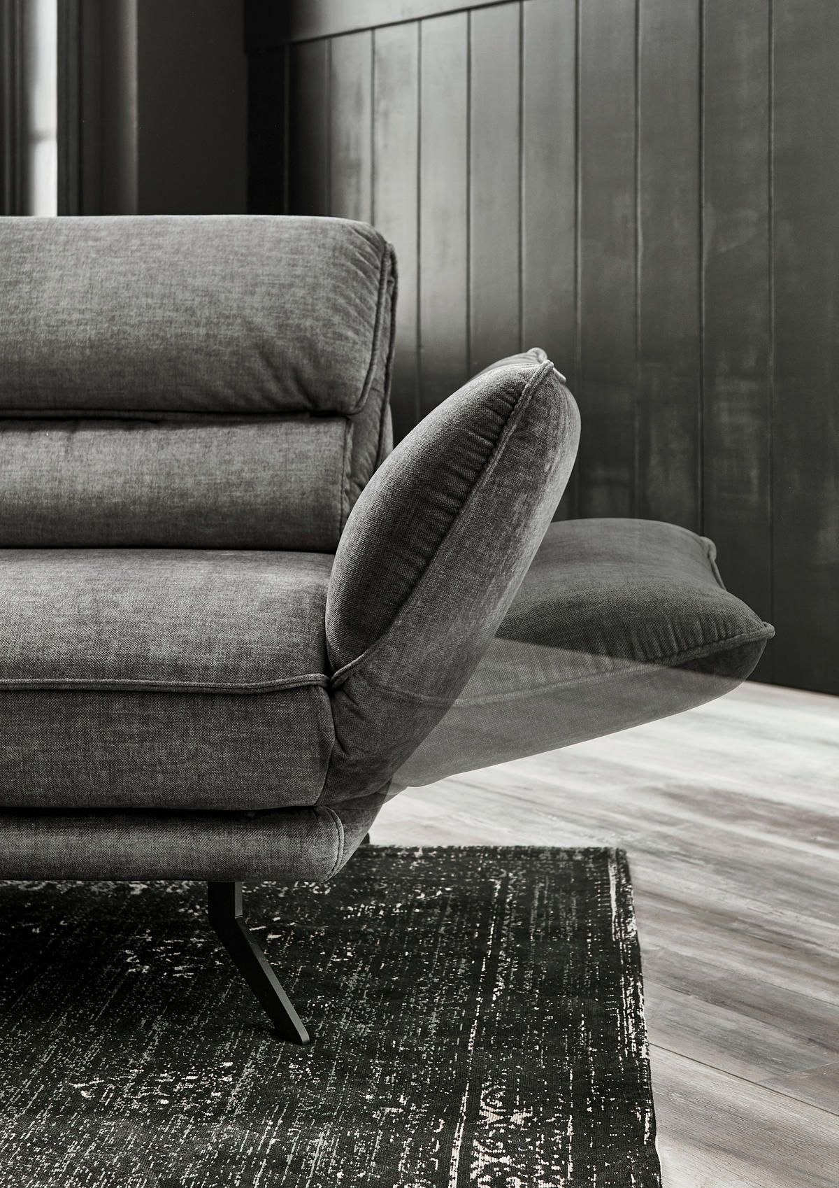 ECKSOFA in Velours Silberfarben  - Silberfarben/Schwarz, Design, Textil/Metall (153/283cm) - Valdera