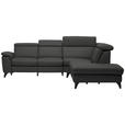 ECKSOFA in Echtleder Anthrazit  285/239 cm  - Anthrazit/Schwarz, Design, Leder/Metall (285/239cm) - Cantus