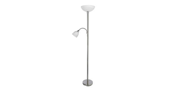 Stehleuchte Erol - Weiß/Nickelfarben, KONVENTIONELL, Glas/Metall (30/178cm) - Ombra