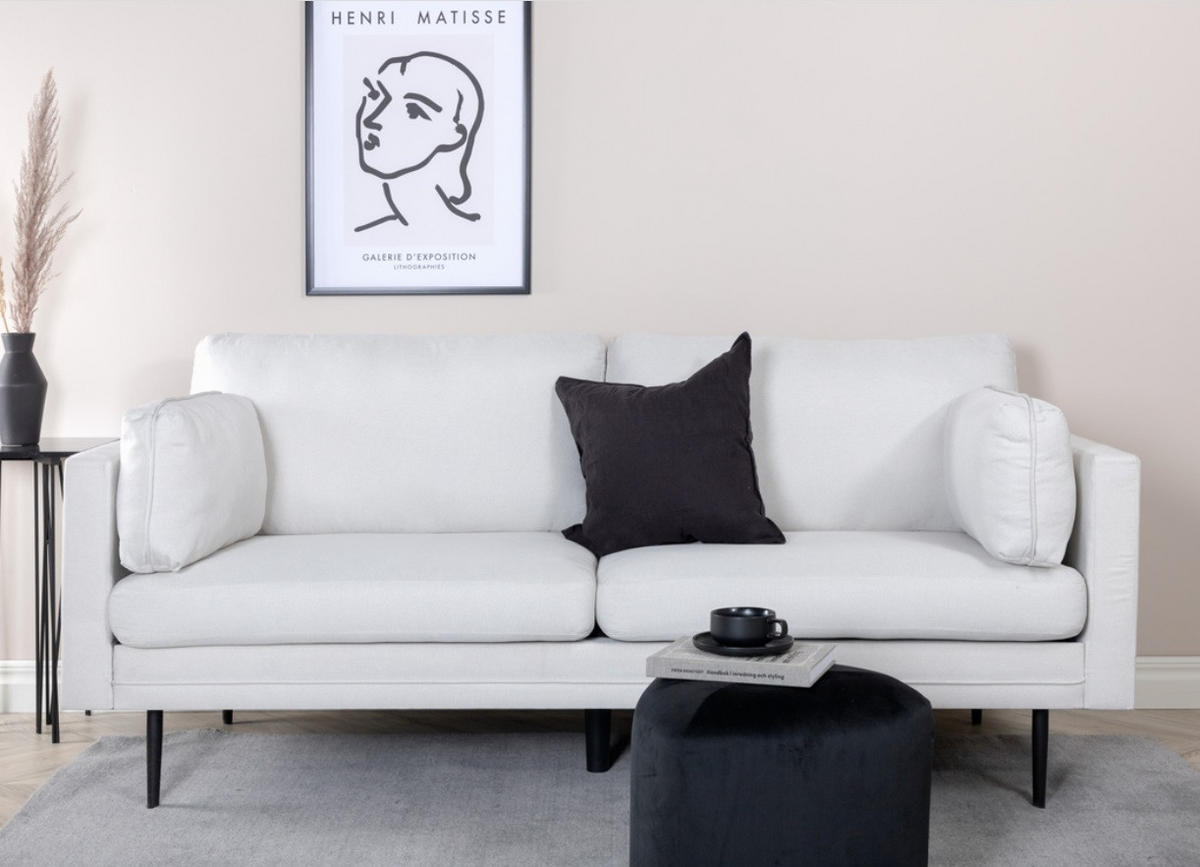 3-SITS SOFFA i flatväv beige, svart  - beige/svart, Design, metall/textil (201/92/83cm) - Best Price