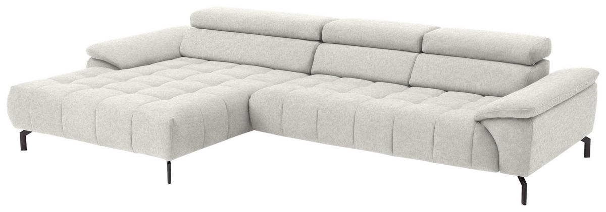 ECKSOFA in Chenille Beige  - Beige/Schwarz, Design, Textil/Metall (190/329cm) - Beldomo Style