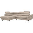 ECKSOFA in Echtleder Creme  - Creme/Schwarz, Design, Leder/Metall (220/270cm) - Novel