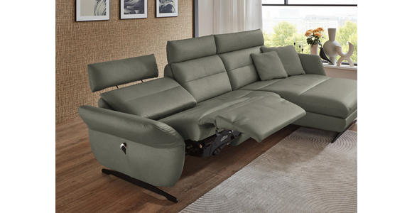 ECKSOFA in Echtleder Grau 300/157 cm - Schwarz/Grau, Design, Leder/Metall (300/157cm) - Dieter Knoll
