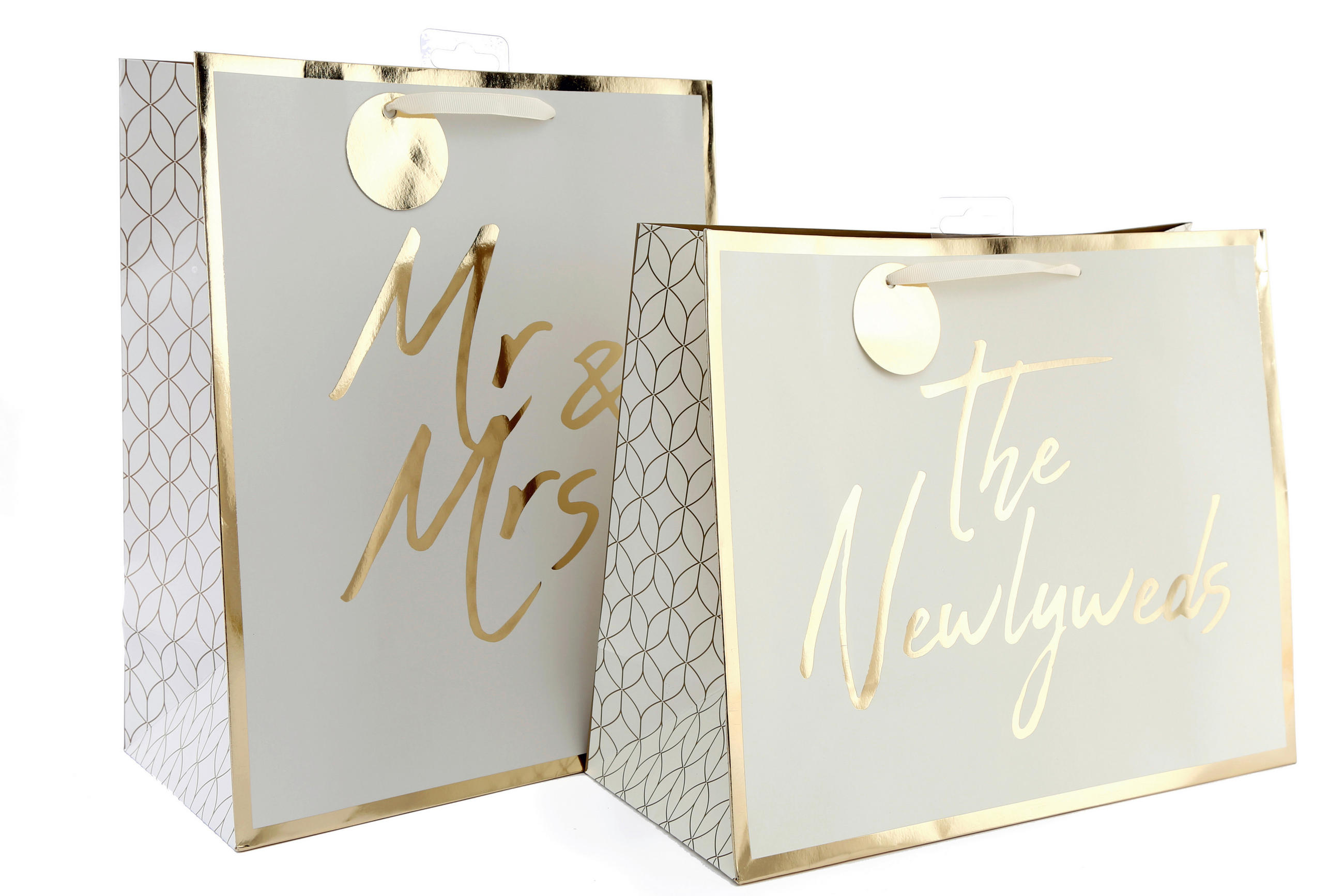 DÁRKOVÁ TAŠKA - šedá/béžová, Basics, papír (26.7/33/14cm)