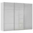 SCHWEBETÜRENSCHRANK 301/223/68 cm 3-türig Grau, Weiß  - Alufarben/Weiß, KONVENTIONELL, Glas/Holzwerkstoff (301/223/68cm) - Novel