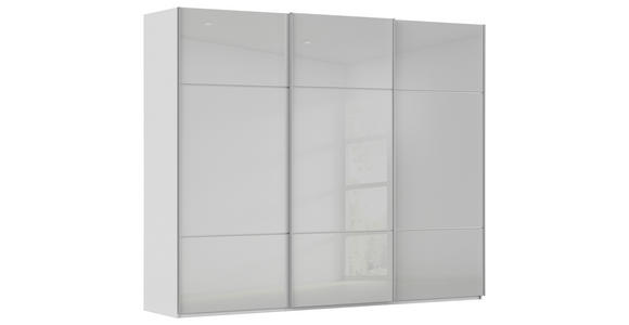 SCHWEBETÜRENSCHRANK 301/223/68 cm 3-türig Grau, Weiß - Alufarben/Weiß, KONVENTIONELL, Glas/Holzwerkstoff (301/223/68cm) - Novel