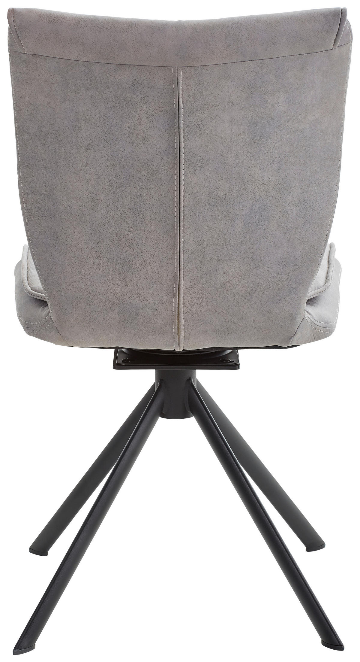 Stuhl drehbar Lederlook, Velours, Mikrofaser Grau  - Schwarz/Grau, Design, Textil/Metall (49/89/61cm) - Dieter Knoll