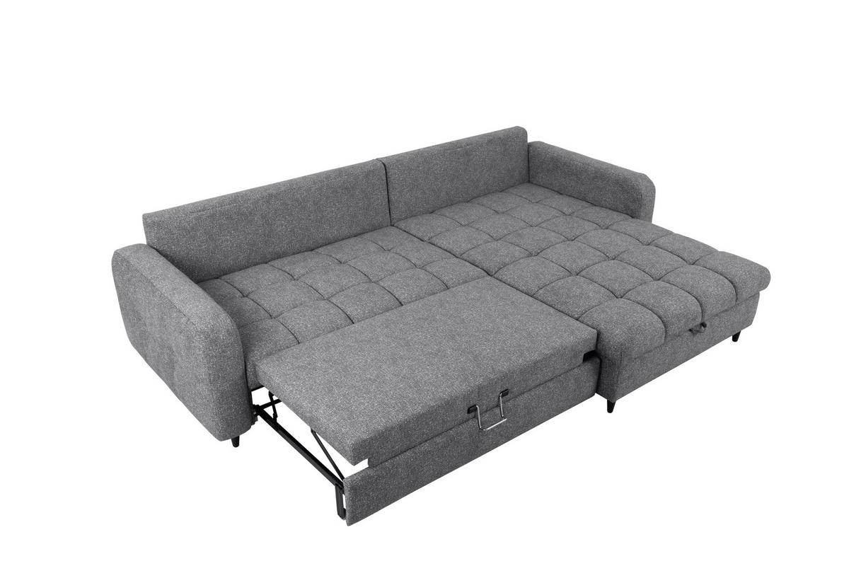 ECKSOFA in Velours Grau  - Schwarz/Grau, MODERN, Holz/Textil (282/184cm) - Lomoco