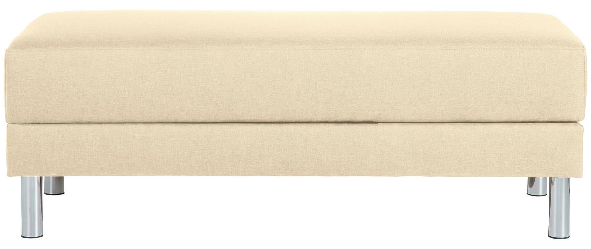 ECKSCHLAFSOFA inkl. Hocker in Beige Textil   - Chromfarben/Beige, Konventionell, Textil/Metall (152/230cm) - Max Winzer