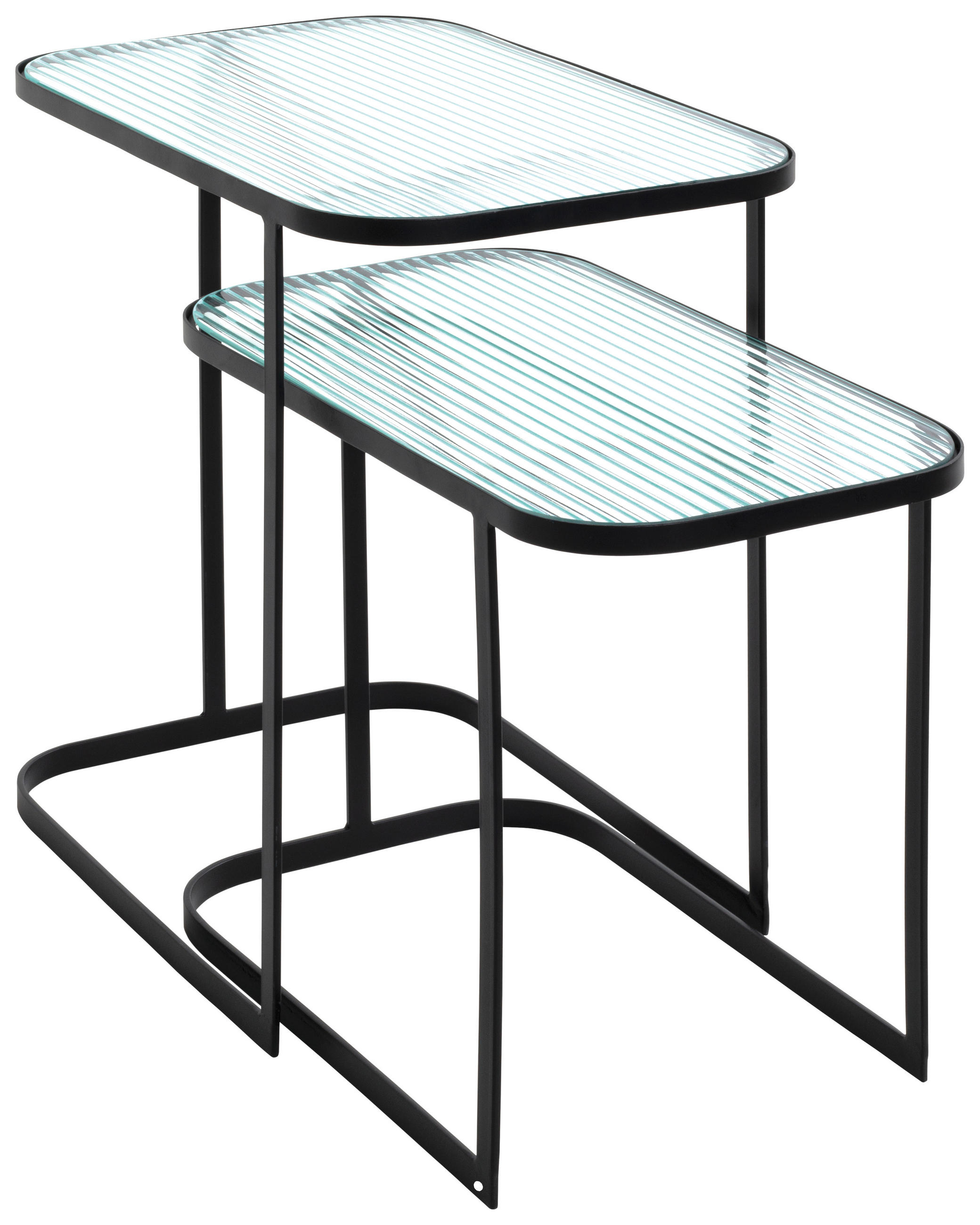 BEISTELLTISCHSET rechteckig Schwarz  - Schwarz, Design, Glas/Metall (48-49/27-32/39-51cm)