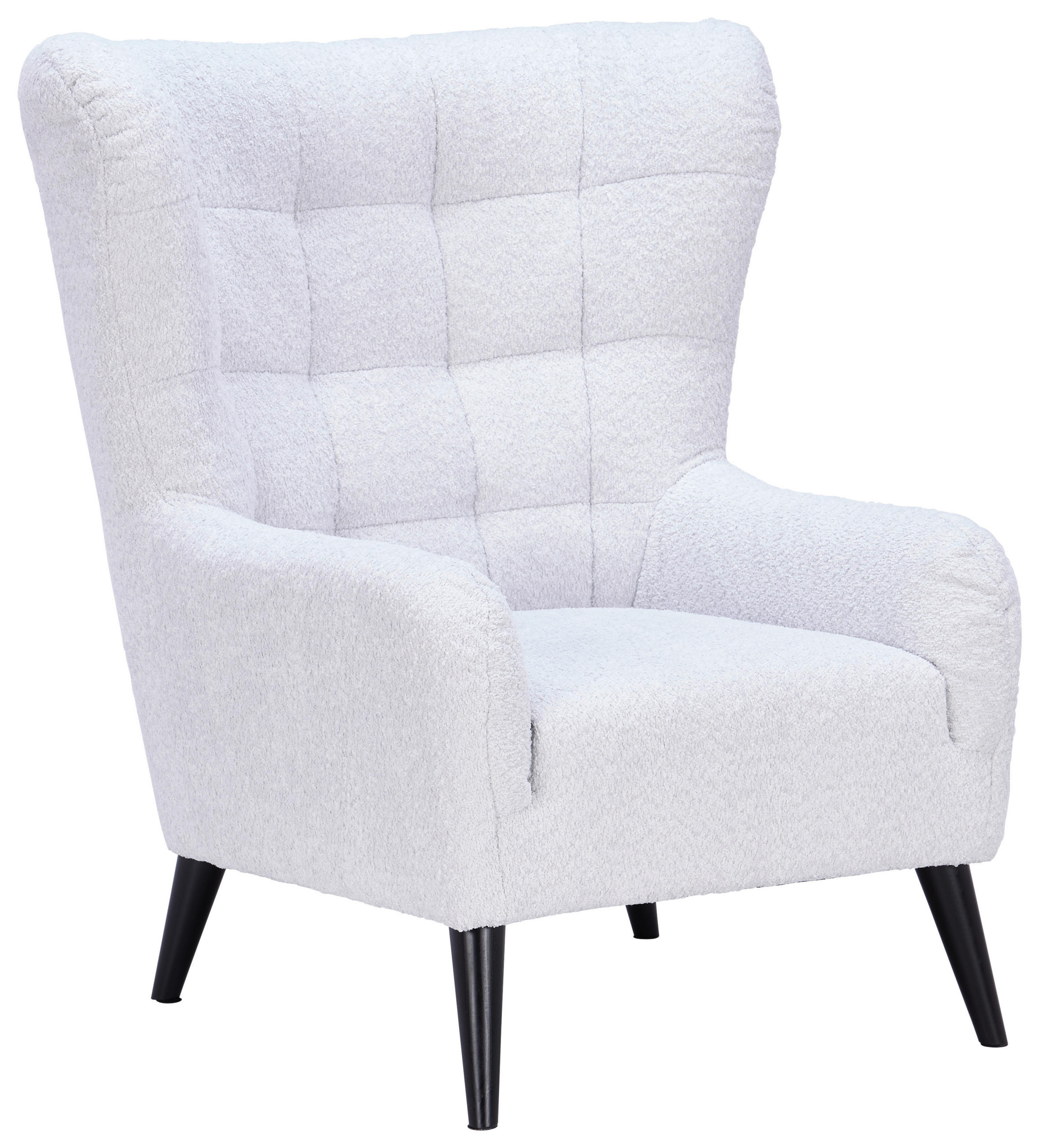 OHRENSESSEL Bouclé Weiß, Hellgrau  - Hellgrau/Schwarz, MODERN, Textil (94/107/86cm) - MID.YOU