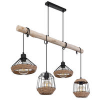 HÄNGELEUCHTE 105/21/120 cm  - Dunkelbraun/Schwarz, LIFESTYLE, Naturmaterialien/Holz (105/21/120cm) - Globo