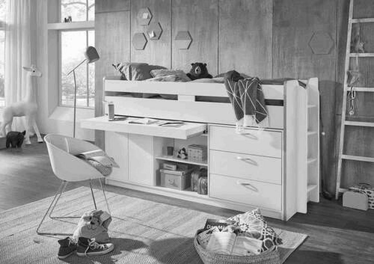 SREDNJE VISOKI KREVET    - bijela/ružičasta, Moderno, drvni materijal (90/200cm) - Livetastic