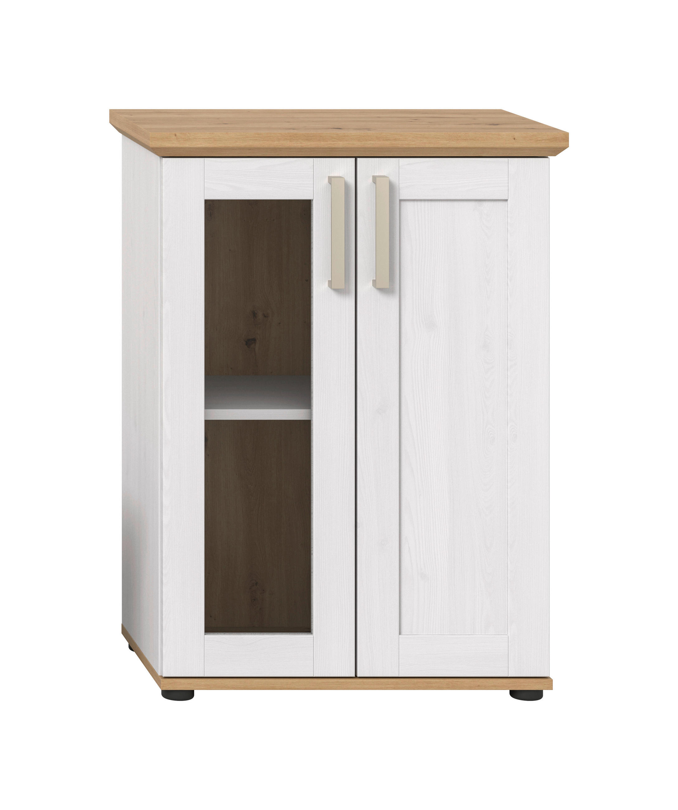 VITRINE  in Lärchefarben, Eiche Artisan  - Silberfarben/Lärchefarben, Design, Holzwerkstoff/Kunststoff (64/88/37cm) - Livetastic