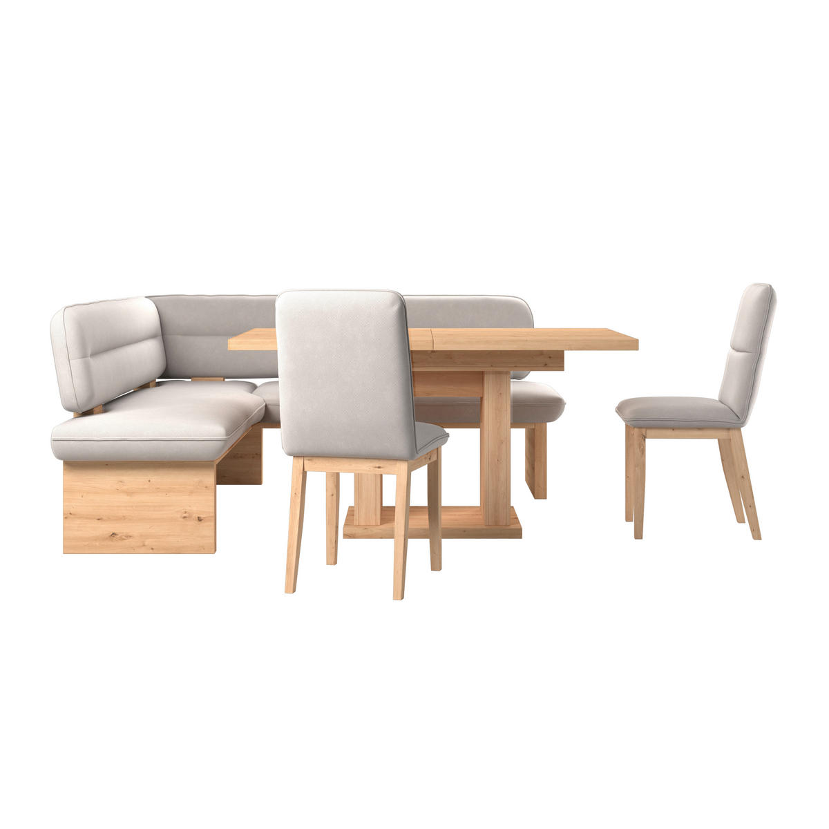 ECKBANK 170/212 cm Webstoff Weiß Eiche Sperrholz   - Eichefarben/Weiß, KONVENTIONELL, Holz/Textil (170/212cm) - Livetastic