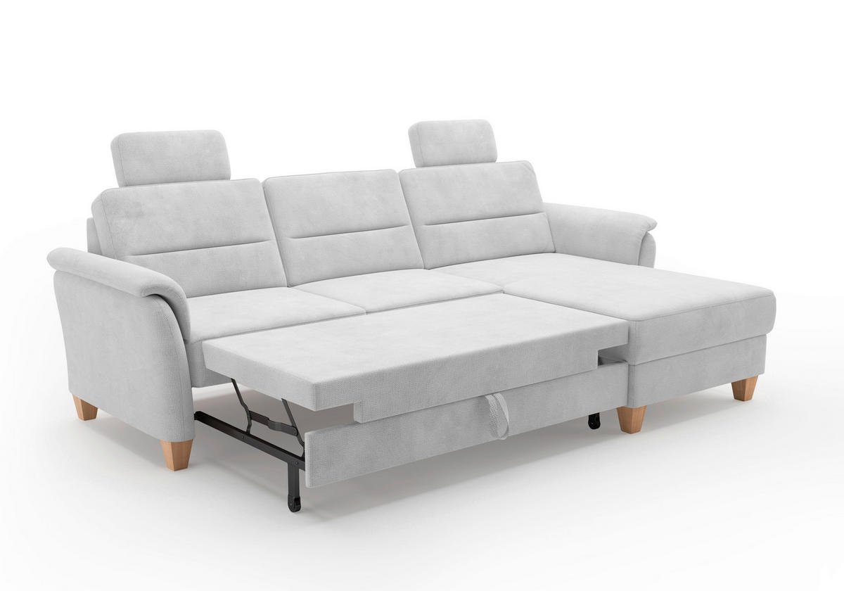 ECKSOFA in Flachgewebe Silberfarben  - Eichefarben/Silberfarben, Konventionell, Holz/Textil (244/163cm) - Sit & More