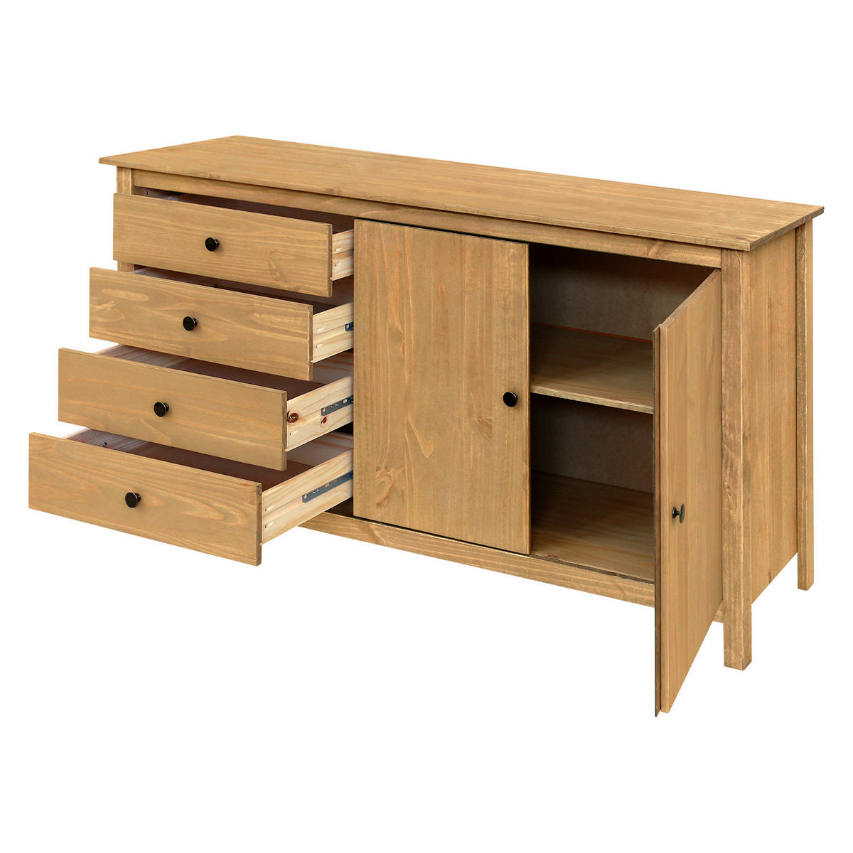 KOMMODE , 150/80/40 cm, 4 Schublade(n)  - Messingfarben/Naturfarben, Basics, Holz/Metall (150/80/40cm) - Livetastic