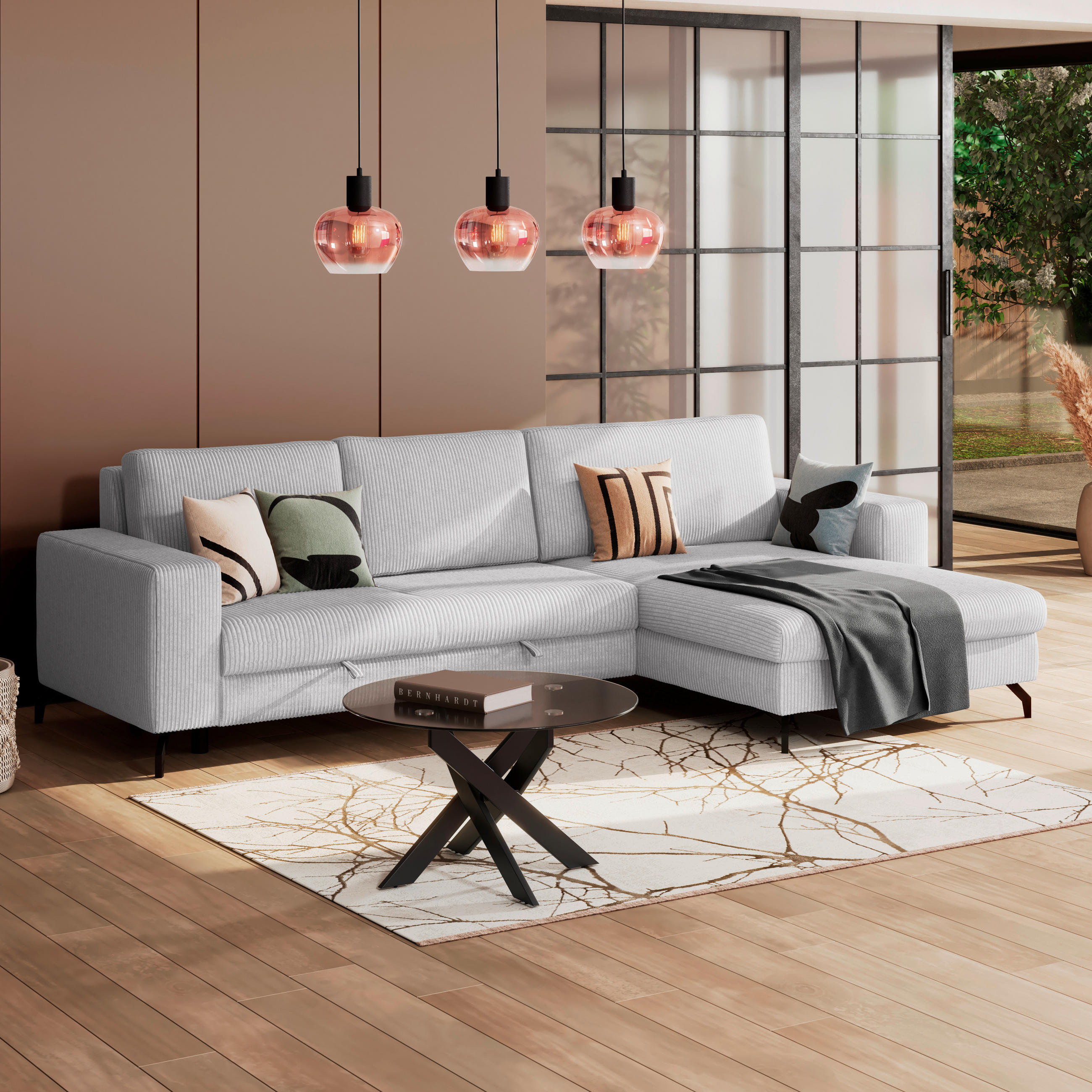 ECKSOFA Hellgrau  - Hellgrau, Trend, Textil (290/178cm) - P & B