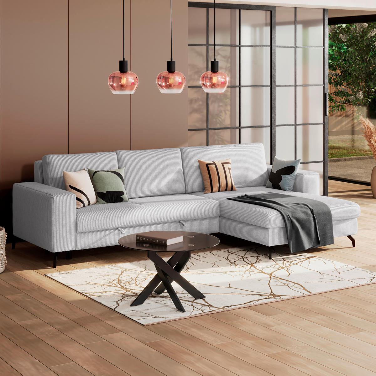 ECKSOFA Hellgrau  - Hellgrau, Trend, Textil (290/178cm) - P & B