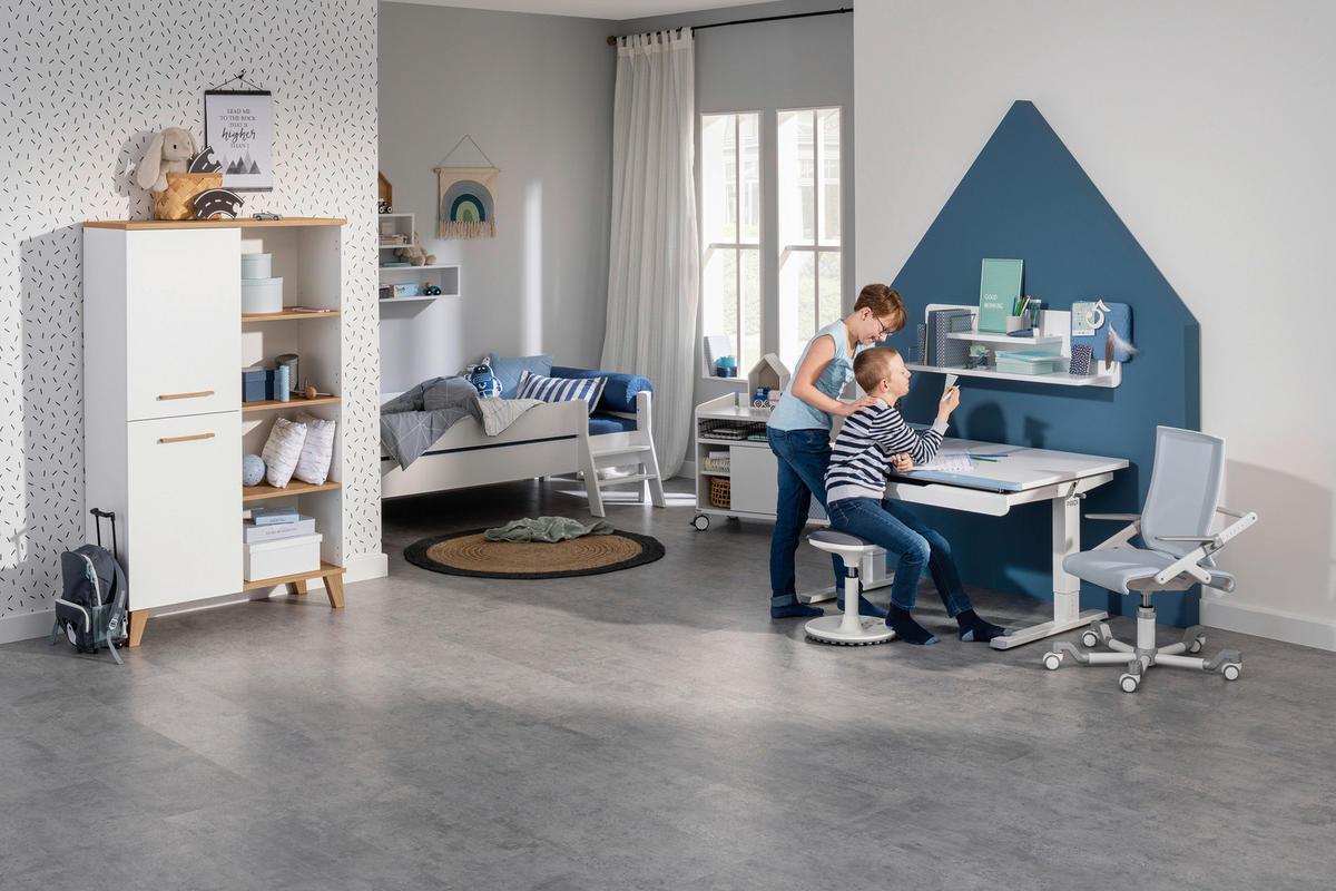 JUGENDSCHREIBTISCH 120/75/53-79 cm  in Weiss, Hellblau  - Weiss/Hellblau, Basics, Holzwerkstoff/Metall (120/75/53-79cm) - Paidi