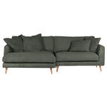 ECKSOFA in Cord Dunkelgrün  140/270 cm  - Dunkelgrün/Naturfarben, ROMANTIK / LANDHAUS, Holz/Textil (140/270cm) - Landscape