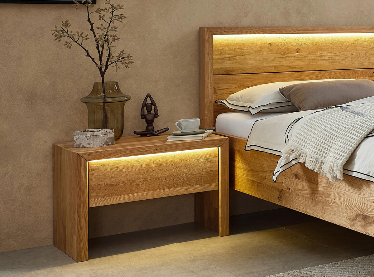 NACHTSCHRANK 60/46/41 cm Wildeiche vollmassiv  - Wildeiche/Naturfarben, MODERN, Holz (60/46/41cm) - MID.YOU