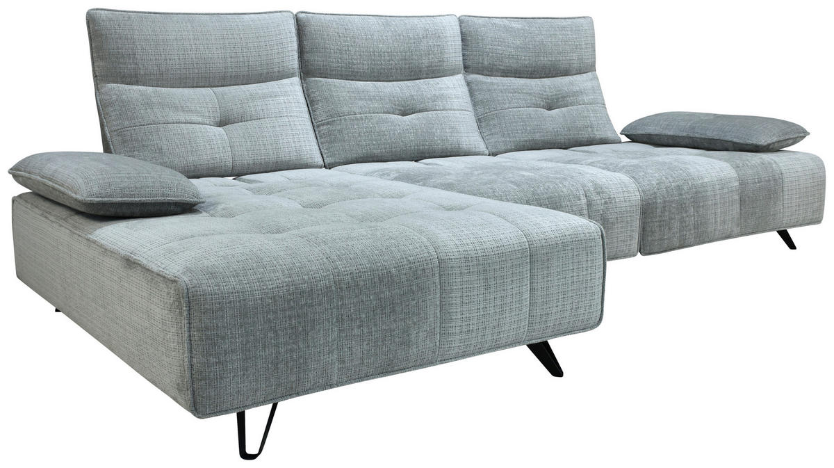 ECKSOFA Hellgrau Chenille  - Hellgrau/Schwarz, Design, Kunststoff/Textil (162/314cm) - Livetastic