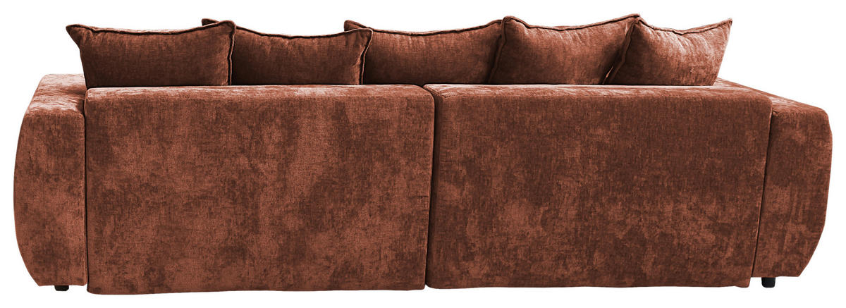BOXSPRINGSOFA Velours Rostfarben  - Rostfarben/Schwarz, Trend, Kunststoff/Textil (292/71-99/127cm) - Livetastic
