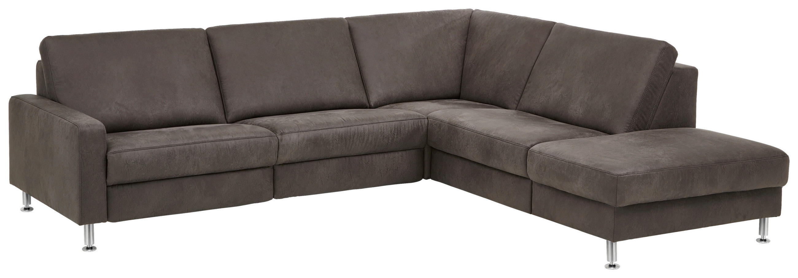 ECKSOFA Anthrazit Mikrofaser  - Anthrazit/Alufarben, Design, Textil/Metall (275/242cm) - Dieter Knoll