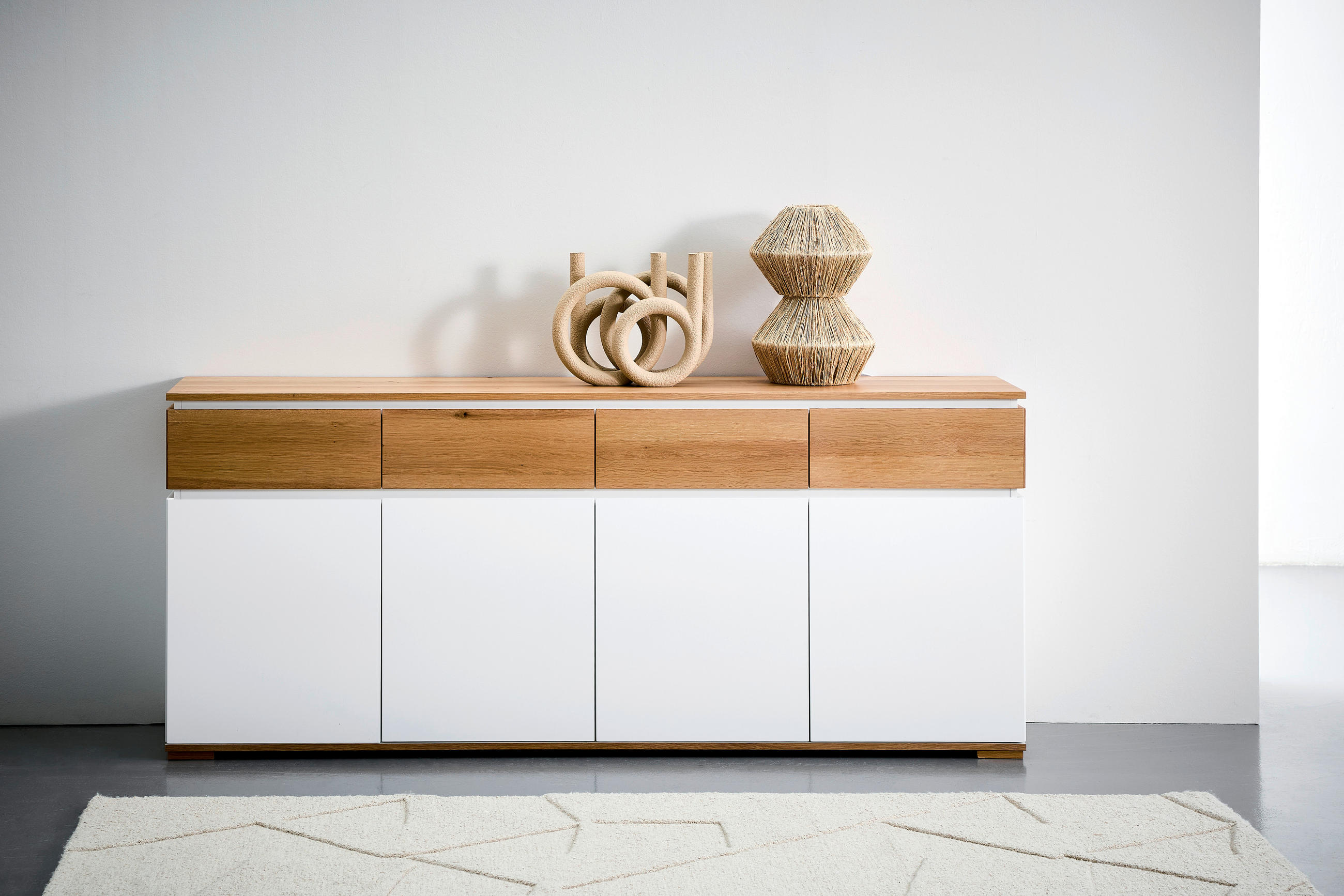 SIDEBOARD  in 190/80/40 cm  - Eichefarben/Weiß, KONVENTIONELL, Holz/Holzwerkstoff (190/80/40cm) - Novel