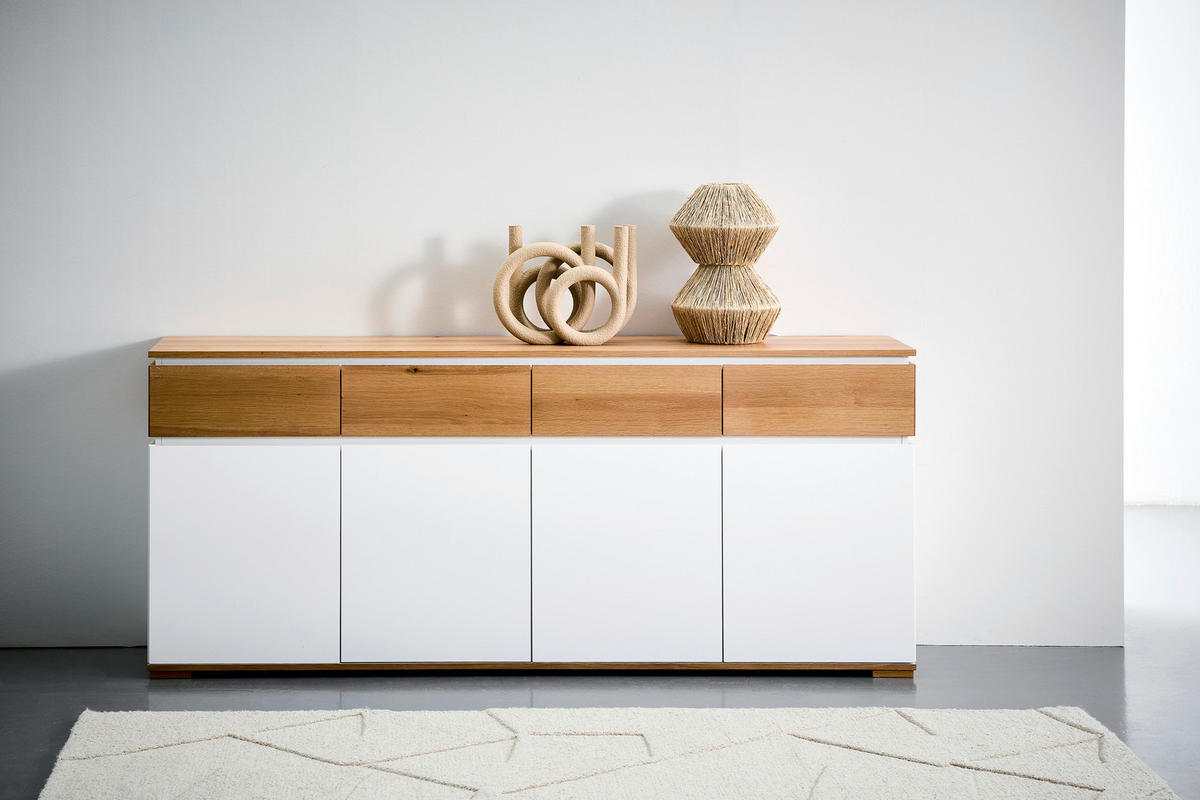 SIDEBOARD 190/80/40 cm  - Eichefarben/Weiß, KONVENTIONELL, Holz/Holzwerkstoff (190/80/40cm) - Novel