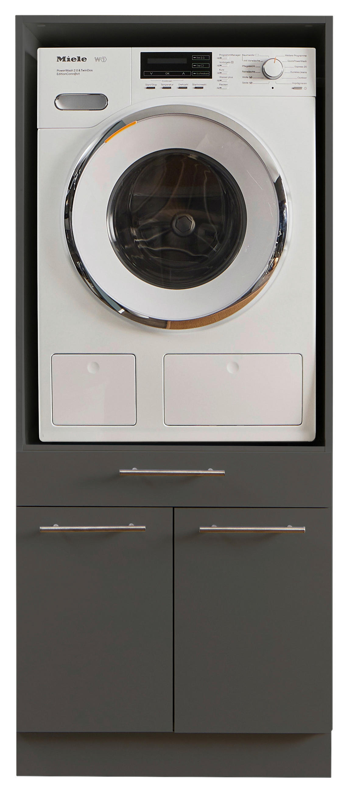 WASCHMASCHINENSCHRANK 67,5/162/67,5 cm  in Anthrazit  - Anthrazit/Silberfarben, Design, Holzwerkstoff/Kunststoff (67,5/162/67,5cm)