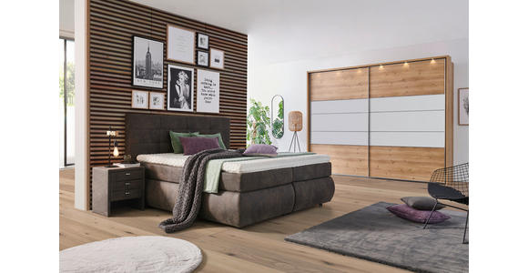 BOXSPRINGBETT 180/200 cm  in Dunkelgrau  - Dunkelgrau/Schwarz, KONVENTIONELL, Kunststoff/Textil (180/200cm) - Voleo