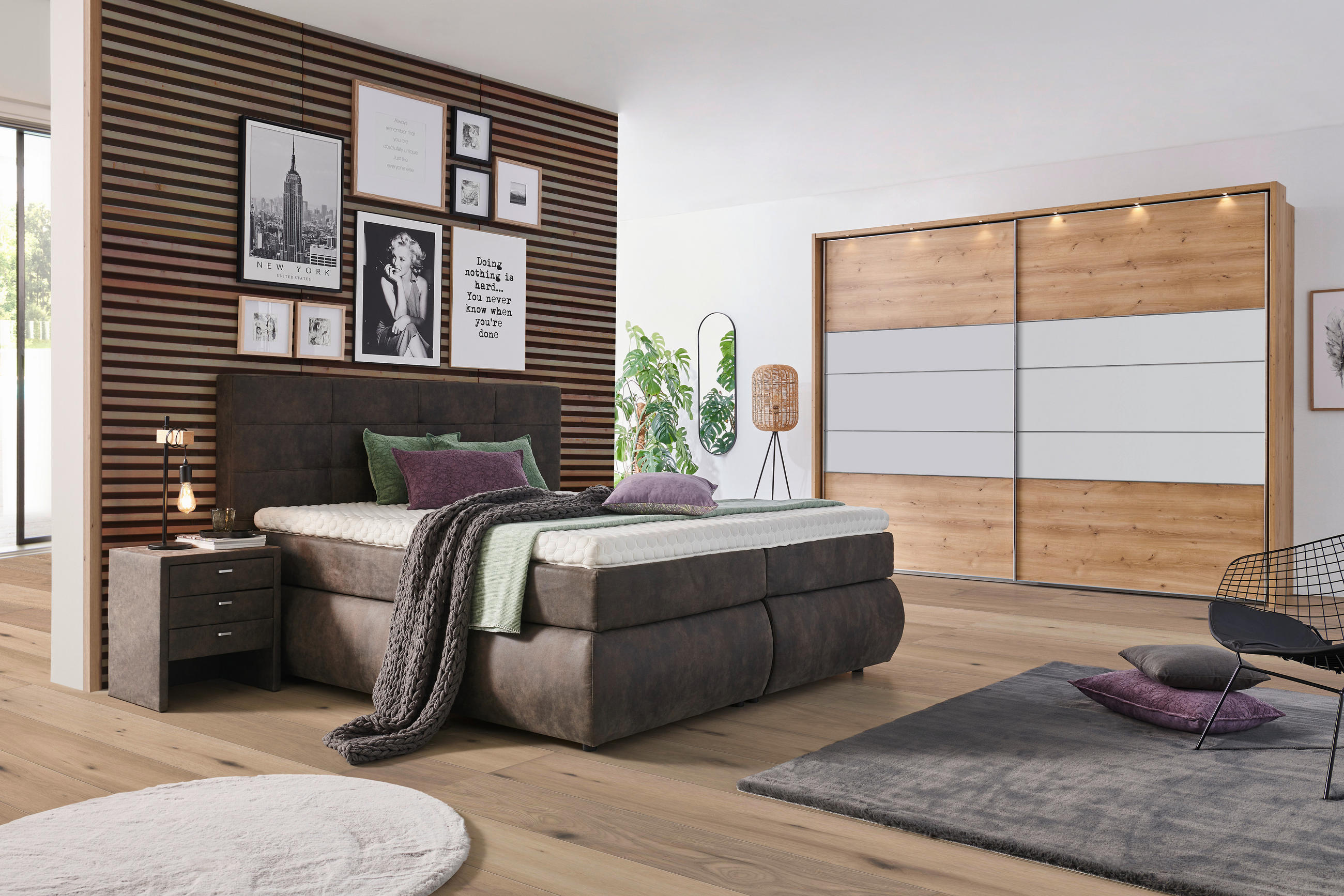 POSTEL BOXSPRING, 180/200 cm, tmavě šedá - černá/tmavě šedá, Konvenční, textil/plast (180/200cm) - Voleo