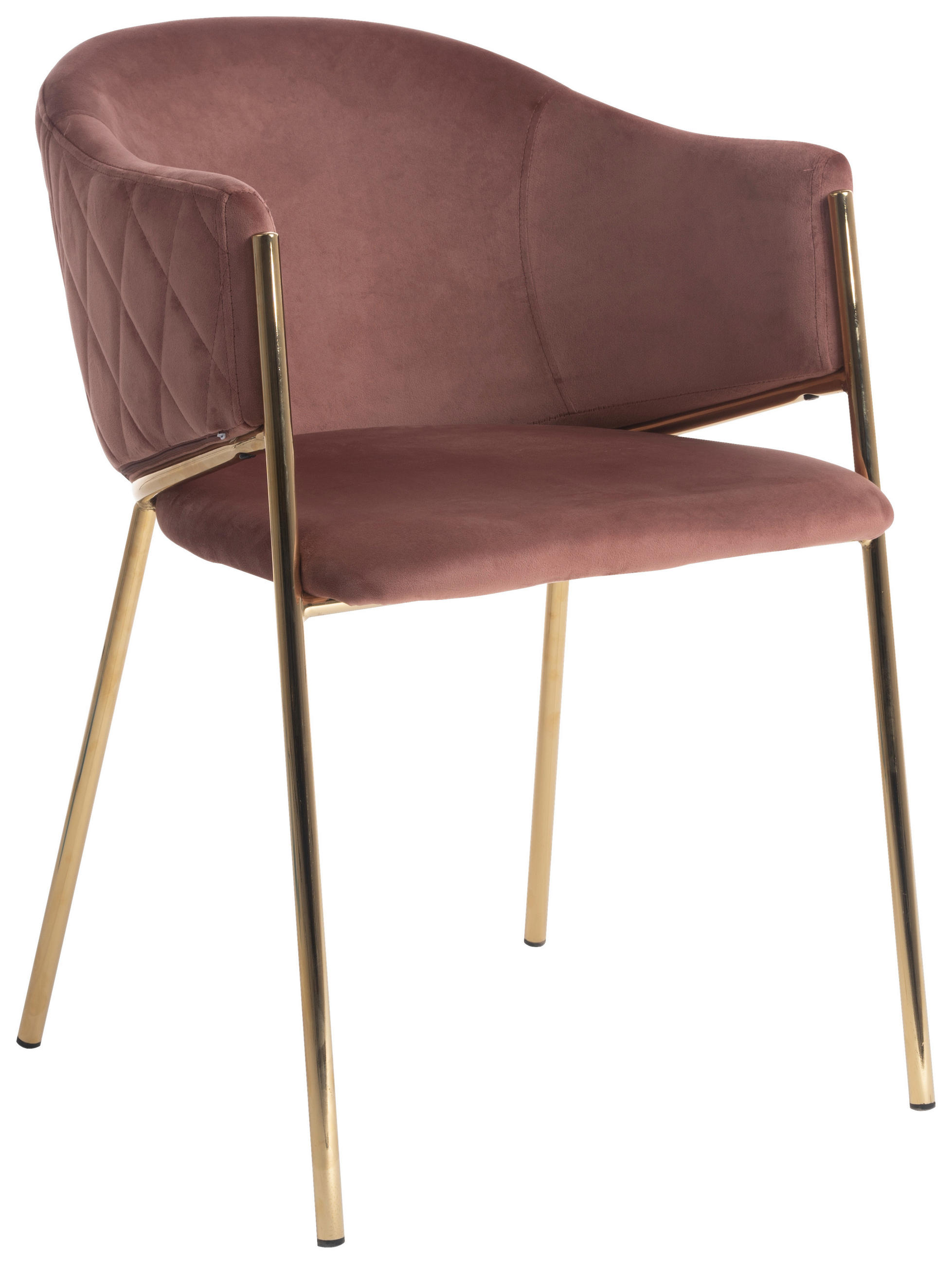 STOL MED ARMSTÖD  tygutbud sammet  - guldfärgad/rosa, Design, metall/textil (60/79/54cm) - Ambia Home