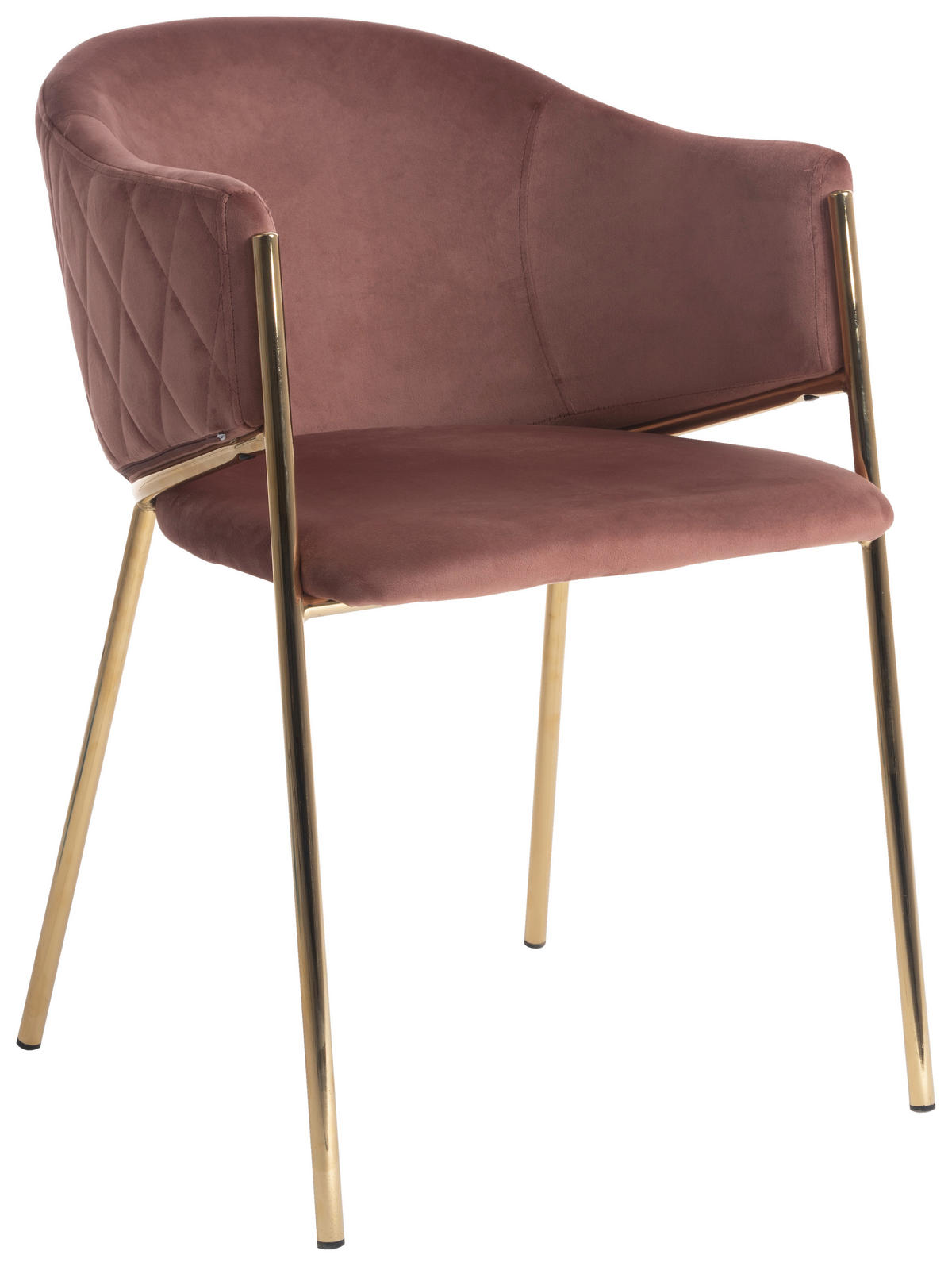 STOL MED ARMSTÖD  tygutbud sammet  - guldfärgad/rosa, Design, metall/textil (60/79/54cm) - Ambia Home