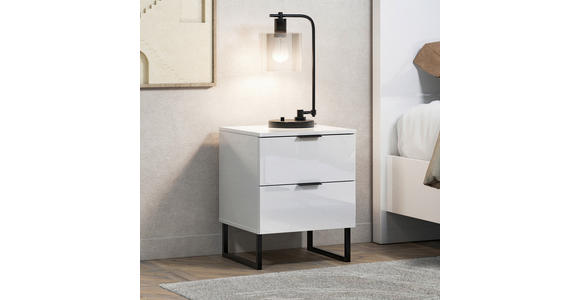 NACHTSCHRANK 45,1/56,7/43 cm  - Schwarz/Weiß, Design, Holzwerkstoff/Metall (45,1/56,7/43cm) - Novel