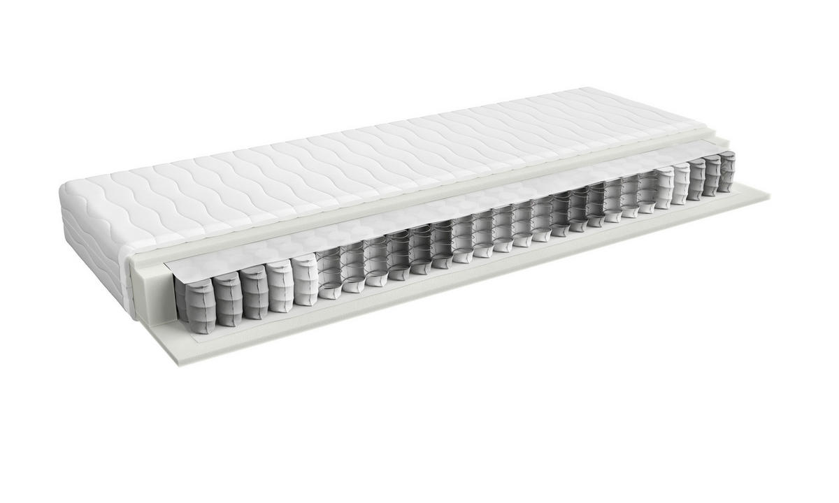 TASCHENFEDERKERNMATRATZE 90/200 cm Höhe ca. 19 cm  - Weiss, Basics, Textil (90/200cm) - Sleeptex