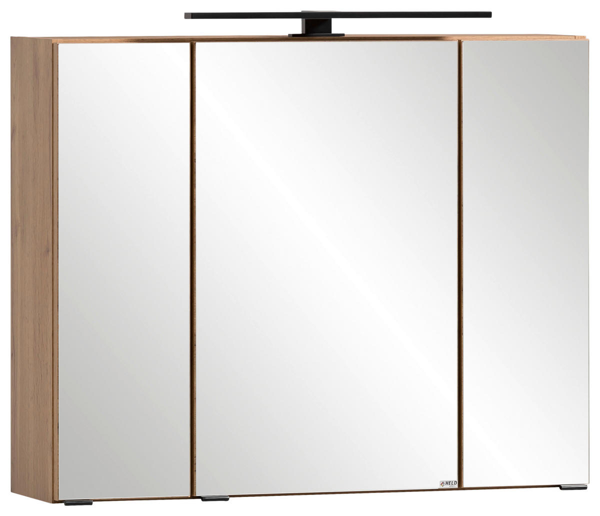 SPIEGELSCHRANK 80/64/20 cm  - Eiche Wotan/Schwarz, ROMANTIK / LANDHAUS, Glas/Holzwerkstoff (80/64/20cm) - Xora