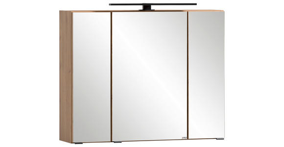 SPIEGELSCHRANK 80/64/20 cm  - Eiche Wotan/Schwarz, ROMANTIK / LANDHAUS, Glas/Holzwerkstoff (80/64/20cm) - Xora