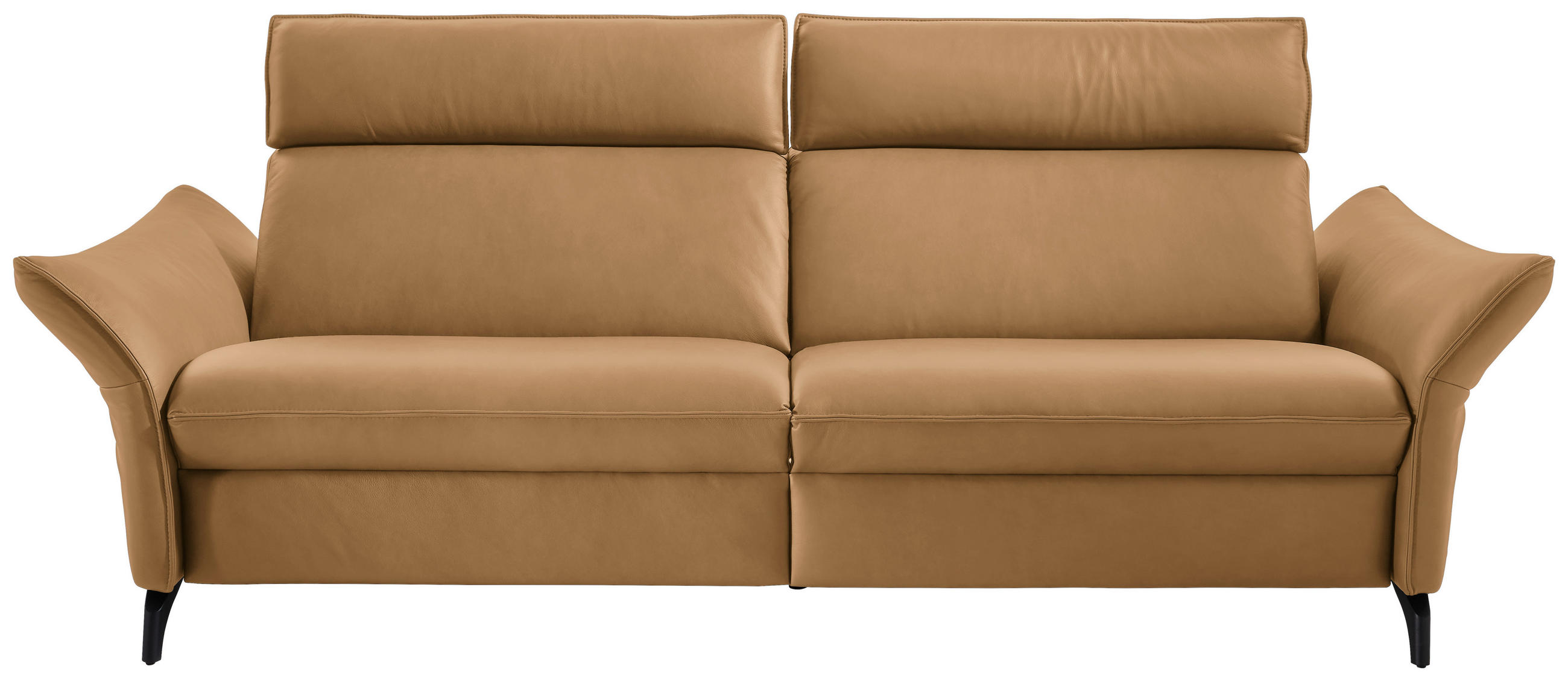 3-SITZER-SOFA in Echtleder Currygelb  - Currygelb/Anthrazit, Design, Leder/Metall (224/94/95cm) - Himolla