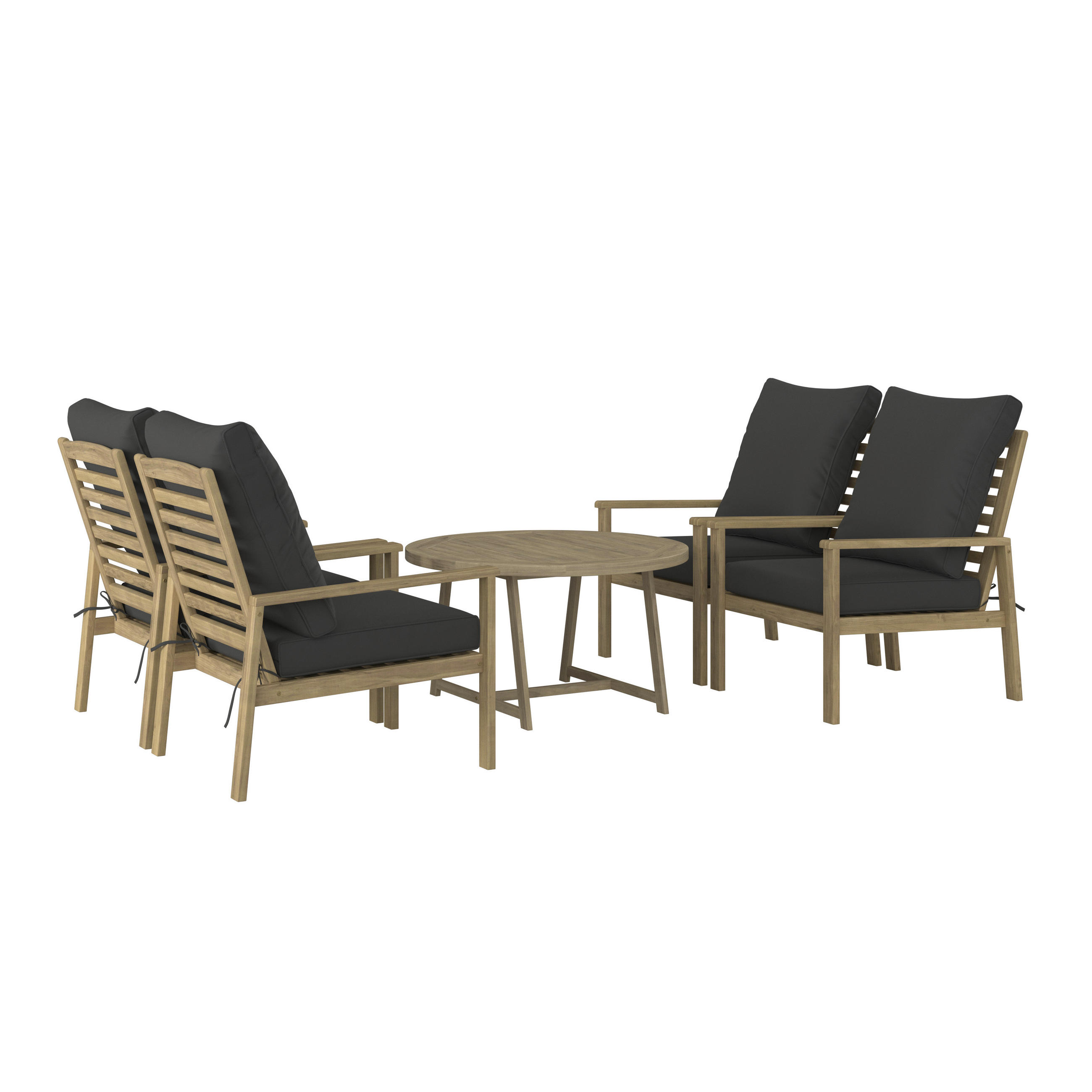 GARTENSET Akazie teilmassiv  - Dunkelgrau/Akaziefarben, MODERN, Holz/Textil - Ambia Garden