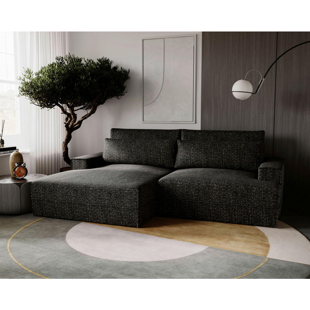 Thumbnail - Livetastic Ecksofa, Schwarz, Textil, 4-Sitzer, Füllung: Schaumstoff, Ottomane links, L-Form, 272x156 cm, Made in EU, Lie...