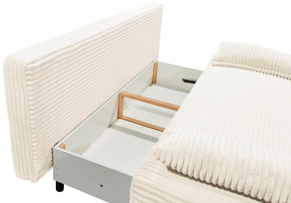 SCHLAFSOFA  mit Cord Weiß  - Schwarz/Weiß, KONVENTIONELL, Kunststoff/Textil (211/96/105cm) - Carryhome
