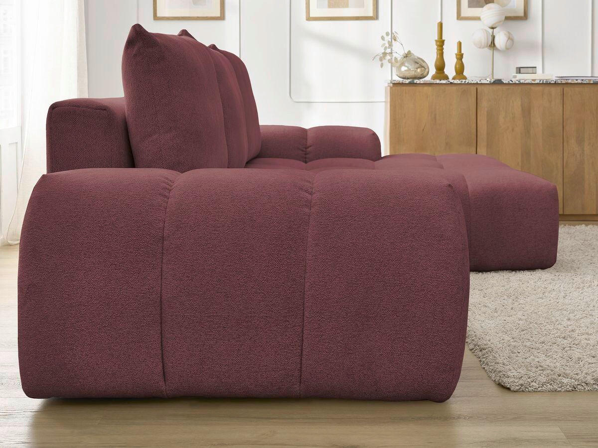 ECKSCHLAFSOFA EVEREST  mit Rücken echt, Armteil links, Armteil rechts Flachgewebe Rot  - Rot/Schwarz, MODERN, Kunststoff/Textil (318/180cm) - Livetastic
