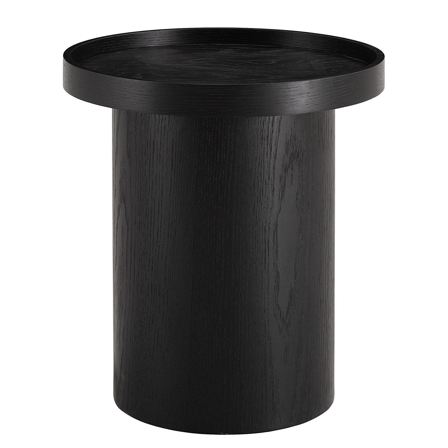 BEISTELLTISCH 40/40/45 cm Eiche furniert Schwarz rund  - Schwarz, MODERN, Holz/Holzwerkstoff (40/40/45cm) - home24