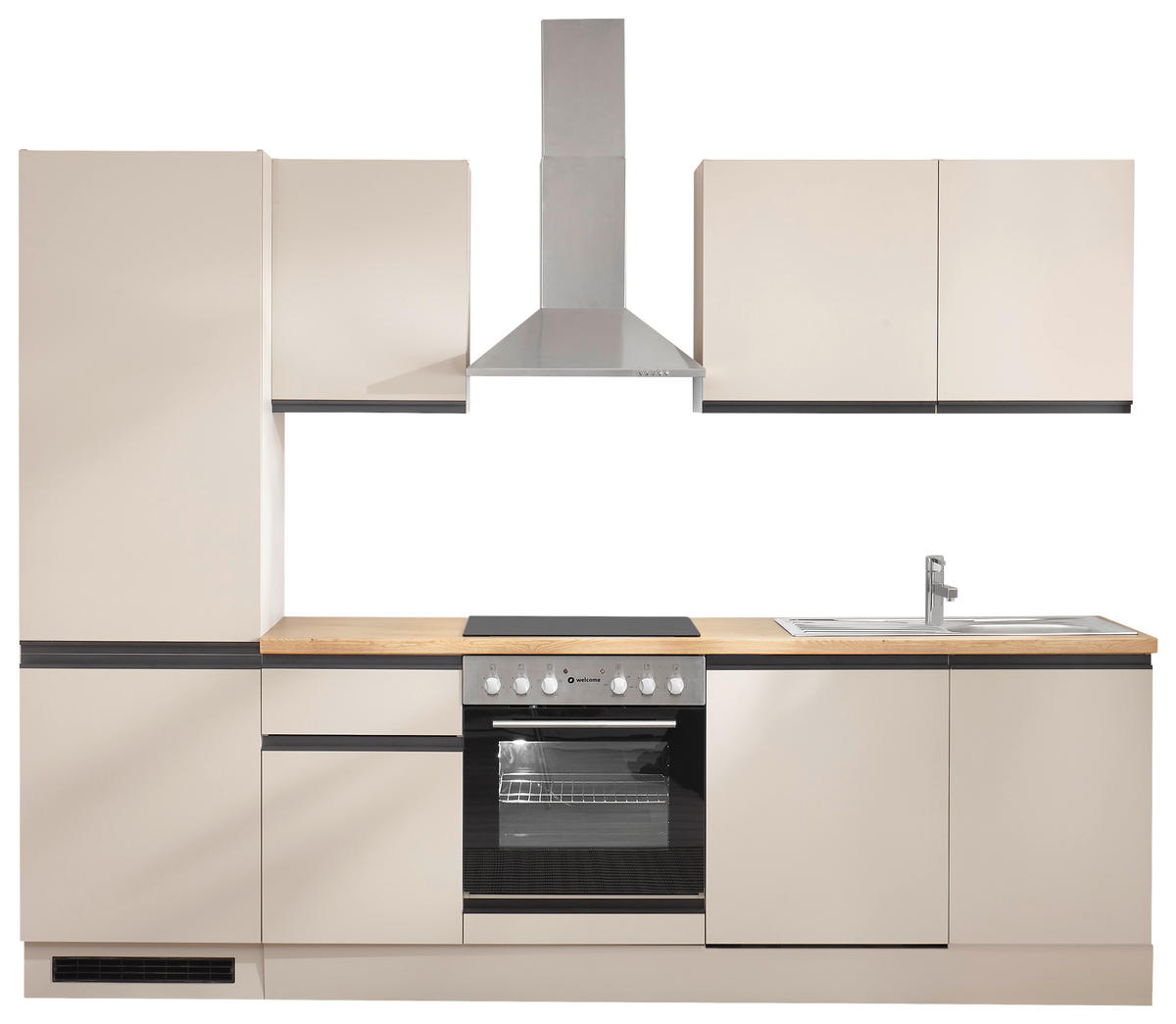 KÜCHENBLOCK 280 cm   in Seidengrau  - Eichefarben/Seidengrau, Trend, Holzwerkstoff/Metall (280cm) - P & B