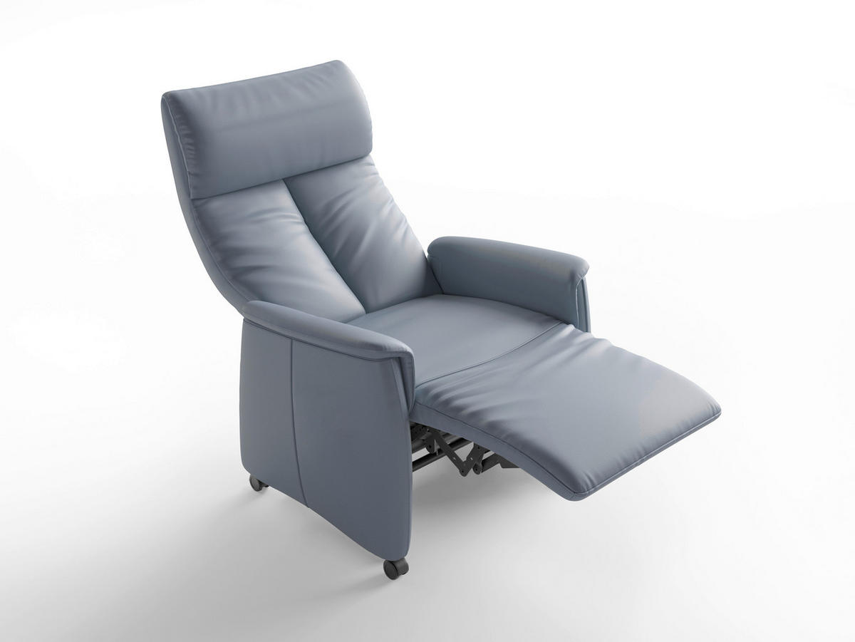 RELAXAČNÉ KRESLO, koža, sivomodrá - čierna/sivomodrá, Basics, koža/plast (76/112/84cm) - Sit & More