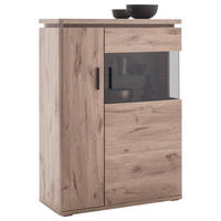 HIGHBOARD Eiche dunkel  90/124/38 cm  - Eiche dunkel/Anthrazit, Konventionell, Glas/Holzwerkstoff (90/124/38cm) - Cantus