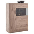 HIGHBOARD Eiche dunkel 90/124/38 cm - Eiche dunkel/Anthrazit, KONVENTIONELL, Glas/Holzwerkstoff (90/124/38cm) - Cantus